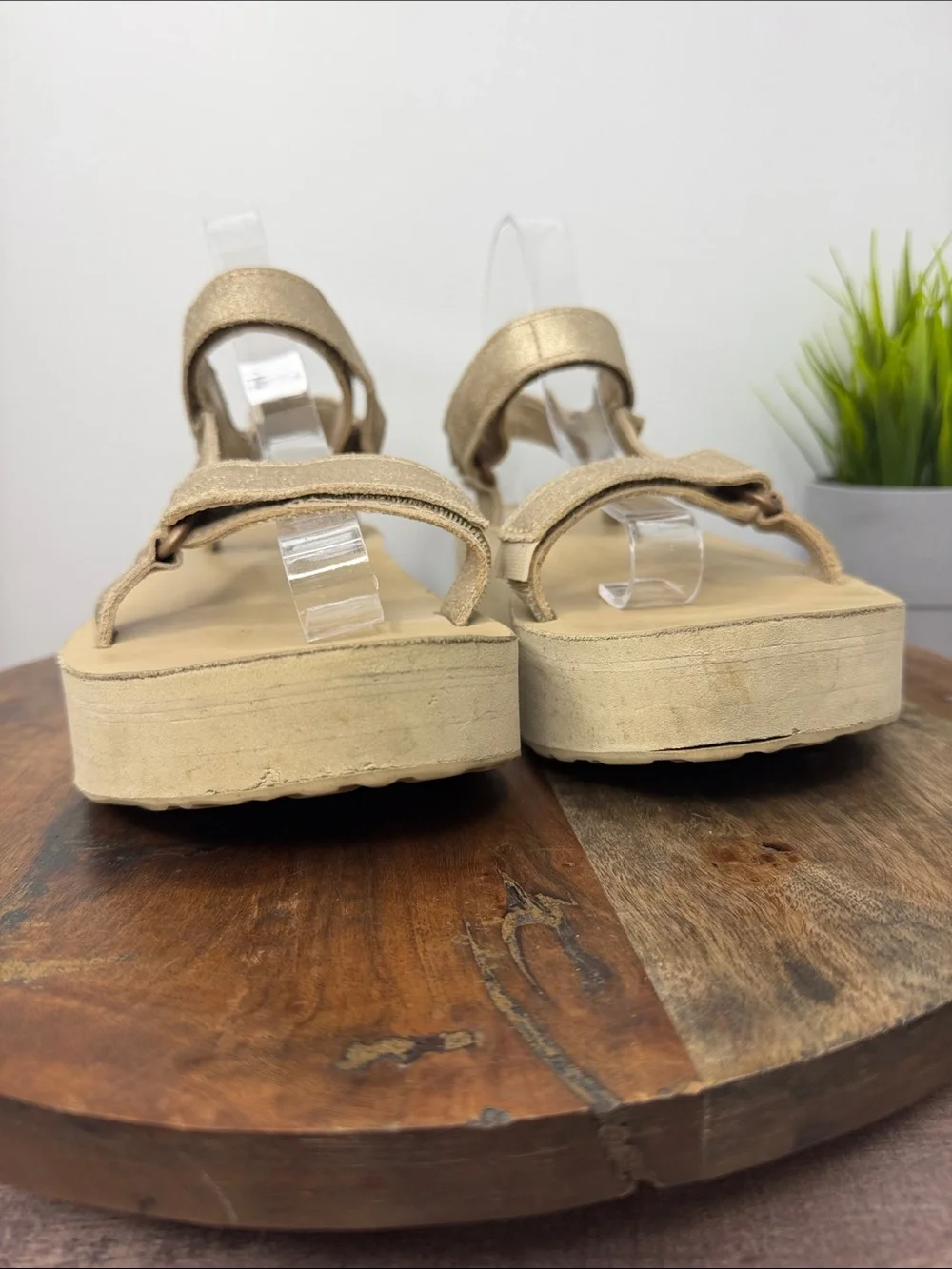 Teva Metallic Gold Platform Sandals - Size: 10